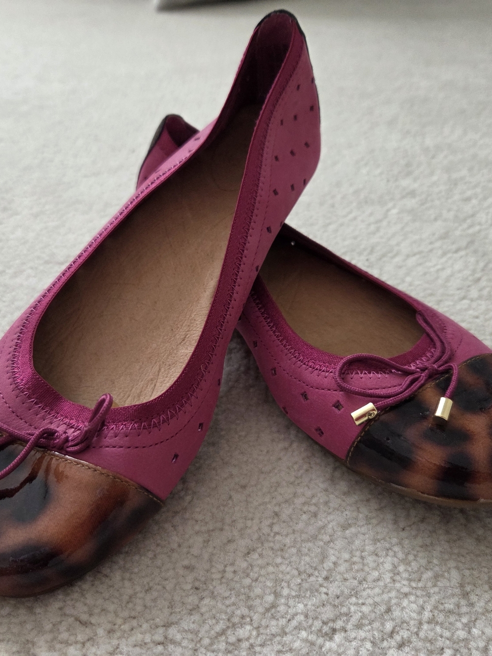 Fuchsia Ballet Flats with Tortoiseshell Cap Toe